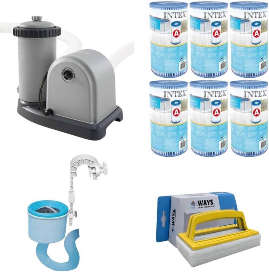 Intex Skimmer & Filterpomp 5678 L u & 6 Filters Type A & Ways Scrubborstel