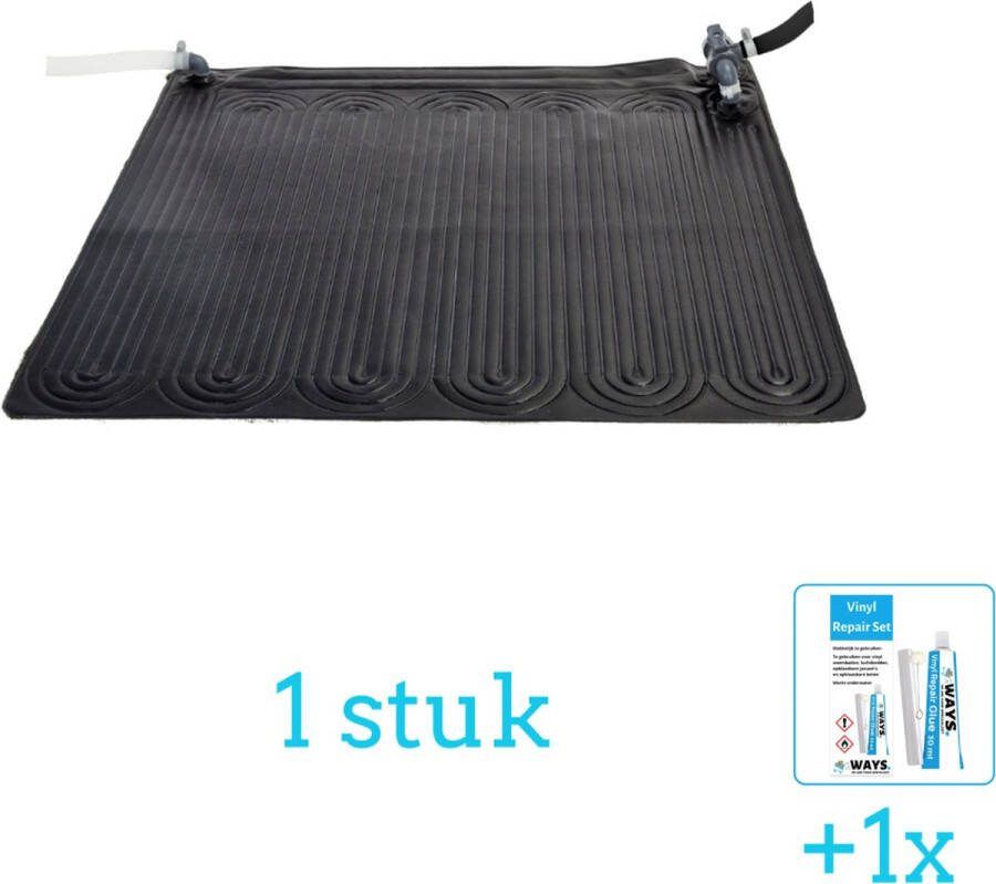 Intex Solar Mat Zwembad Verwarming 28685 1 stuks Voordeelverpakking Inclusief WAYS Reparatiesetje (1 stuks) Verwarming voor Zwembad Zonneverwarming Zwembadverwarming Geschikt voor alle filterpompen met 32 en 38 mm