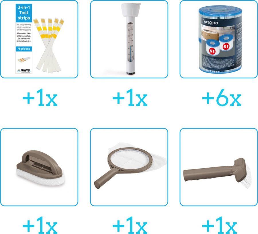Intex Spa Onderhoudsset Startersset Onderhoud Spa bevat Schoonmaaksets Testrips Thermometer en Filters Spa Onderhoud Startersset Onderhoud voor Spa Geschikt voor alle type Spa's (4-delig)