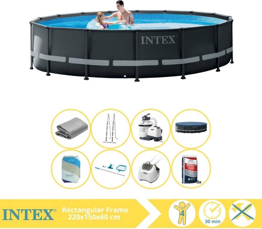 Intex Ultra XTR Frame Zwembad Opzetzwembad 488x122 cm Inclusief Filterzand Onderhoudsset Zoutsysteem en Zout