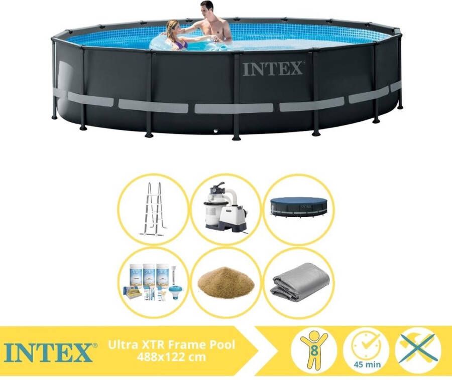 Intex Ultra XTR Frame Zwembad Opzetzwembad 488x122 cm Inclusief Onderhoudspakket en Filterzand