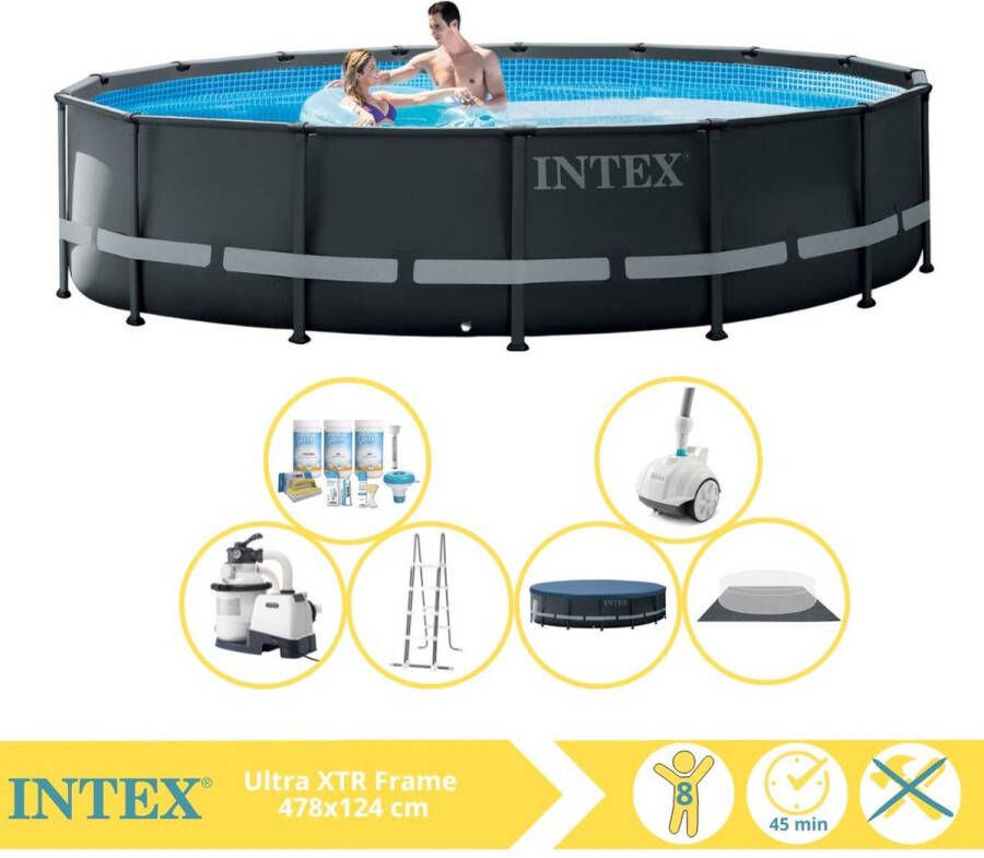 Intex Ultra XTR Frame Zwembad Opzetzwembad 488x122 cm Inclusief Onderhoudspakket en Luxe Zwembad Stofzuiger