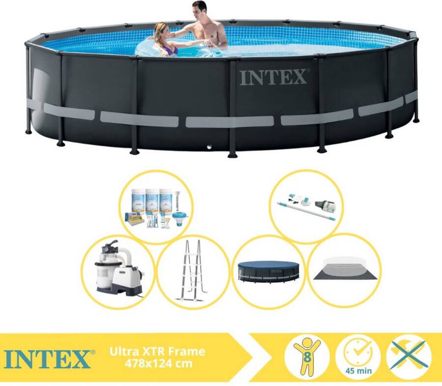 Intex Ultra XTR Frame Zwembad Opzetzwembad 488x122 cm Inclusief Onderhoudspakket en Stofzuiger