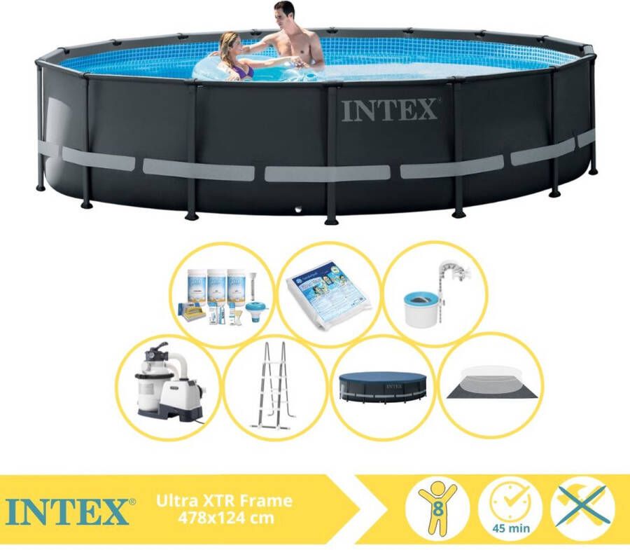 Intex Ultra XTR Frame Zwembad Opzetzwembad 488x122 cm Inclusief Onderhoudspakket Glasparels en Skimmer