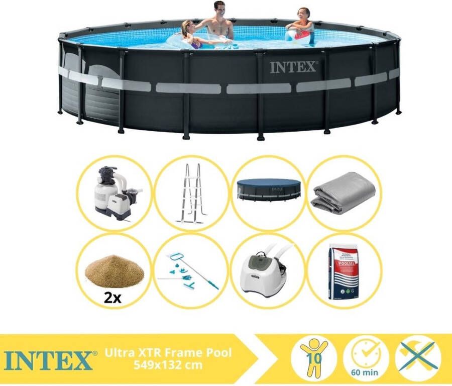 Intex Ultra XTR Frame Zwembad Opzetzwembad 549x132 cm Inclusief Filterzand Onderhoudsset Zoutsysteem en Zout