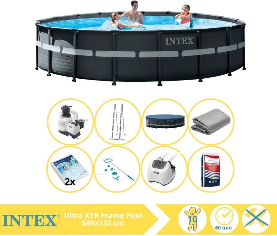Intex Ultra XTR Frame Zwembad Opzetzwembad 549x132 cm Inclusief Glasparels Onderhoudsset Zoutsysteem en Zout