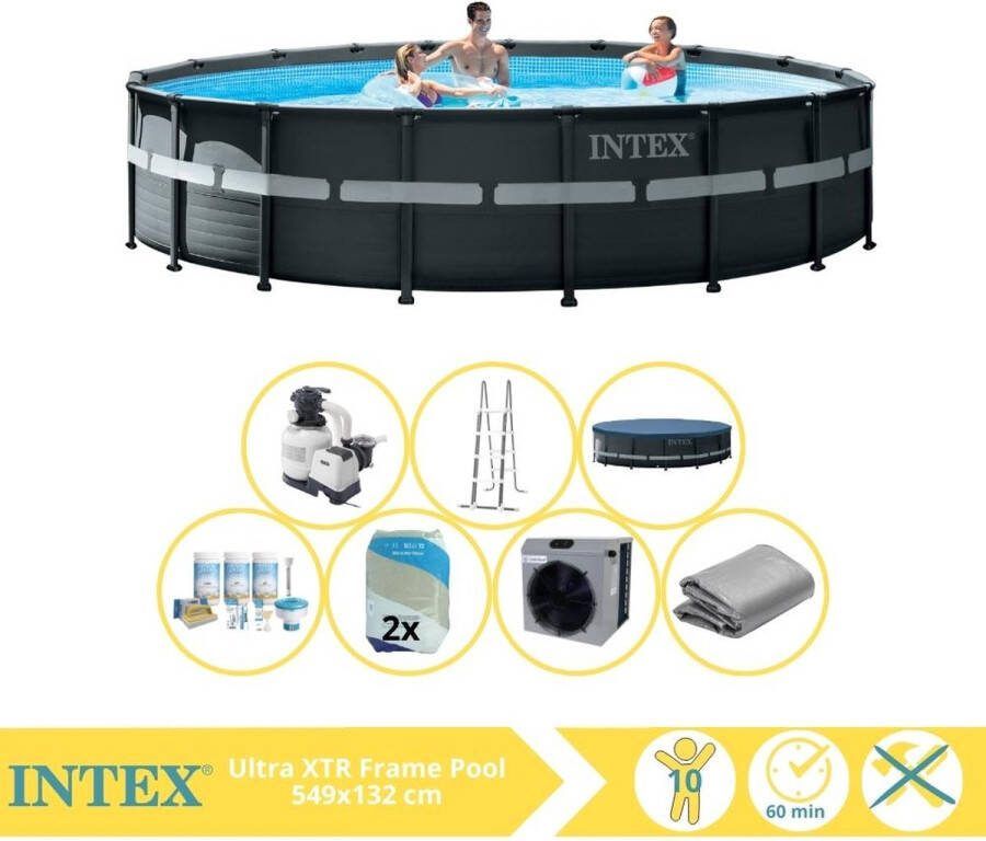 Intex Ultra XTR Frame Zwembad Opzetzwembad 549x132 cm Inclusief Onderhoudspakket Filterzand en Warmtepomp CP