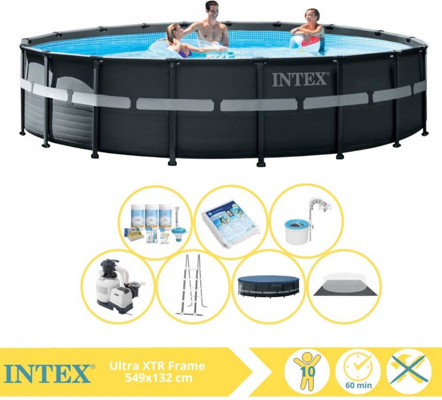 Intex Ultra XTR Frame Zwembad Opzetzwembad 549x132 cm Inclusief Onderhoudspakket Glasparels en Skimmer