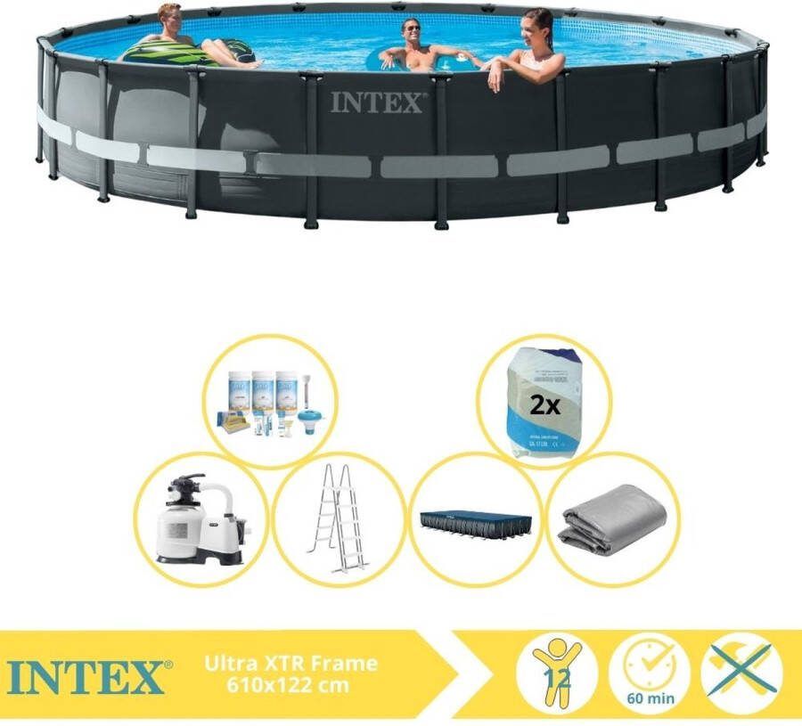 Intex Ultra XTR Frame Zwembad Opzetzwembad 610x122 cm Inclusief Onderhoudspakket en Filterzand
