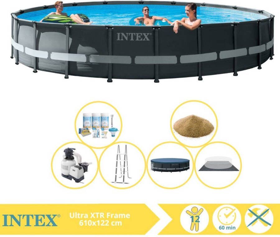 Intex Ultra XTR Frame Zwembad Opzetzwembad 610x122 cm Inclusief Onderhoudspakket en Filterzand