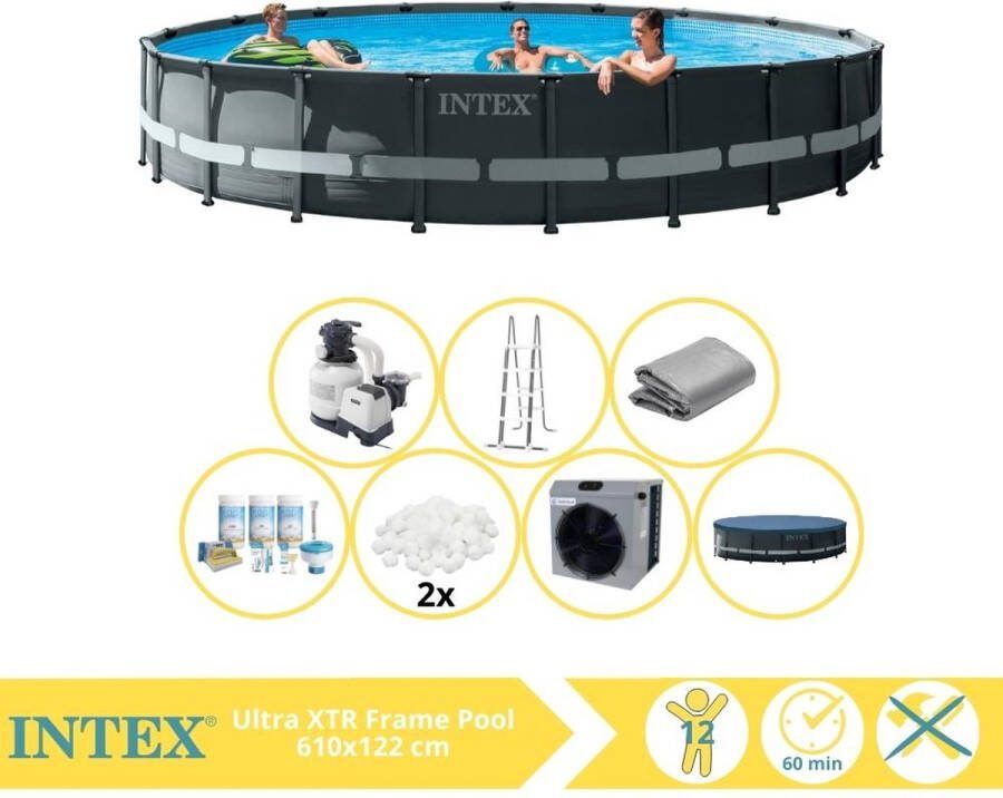 Intex Ultra XTR Frame Zwembad Opzetzwembad 610x122 cm Inclusief Onderhoudspakket Filterbollen en Warmtepomp CP