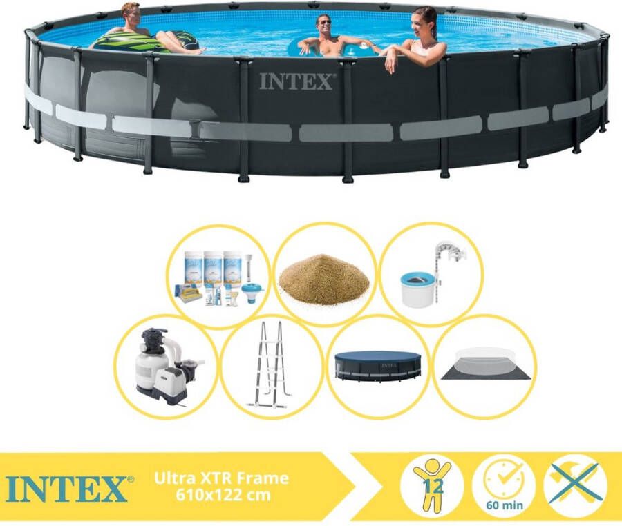 Intex Ultra XTR Frame Zwembad Opzetzwembad 610x122 cm Inclusief Onderhoudspakket Filterzand en Skimmer