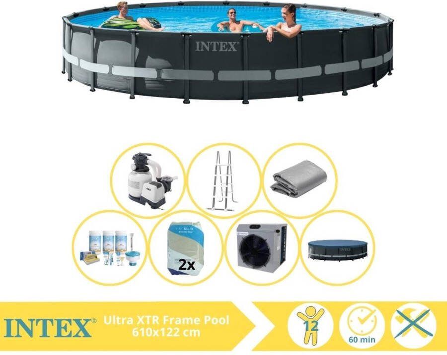 Intex Ultra XTR Frame Zwembad Opzetzwembad 610x122 cm Inclusief Onderhoudspakket Filterzand en Warmtepomp CP