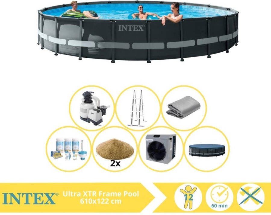 Intex Ultra XTR Frame Zwembad Opzetzwembad 610x122 cm Inclusief Onderhoudspakket Filterzand en Warmtepomp CP