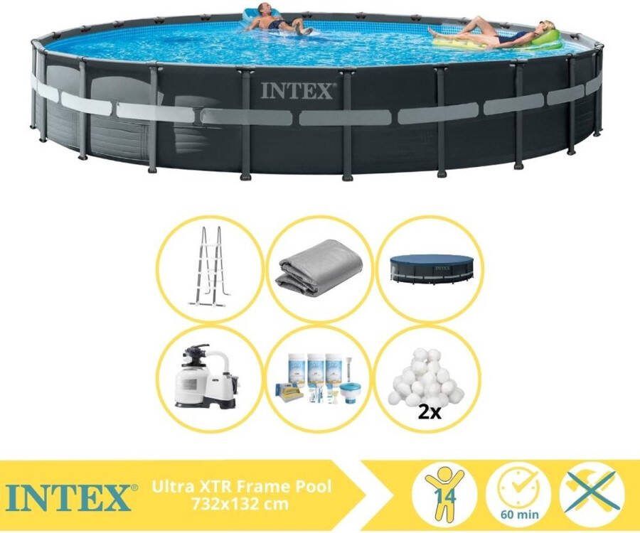 Intex Ultra XTR Frame Zwembad Opzetzwembad 732x132 cm Inclusief Onderhoudspakket en Filterbollen