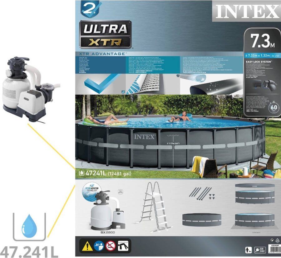 Intex Ultra XTR Frame Zwembad Opzetzwembad 732x132 cm Inclusief Onderhoudspakket en Filterbollen