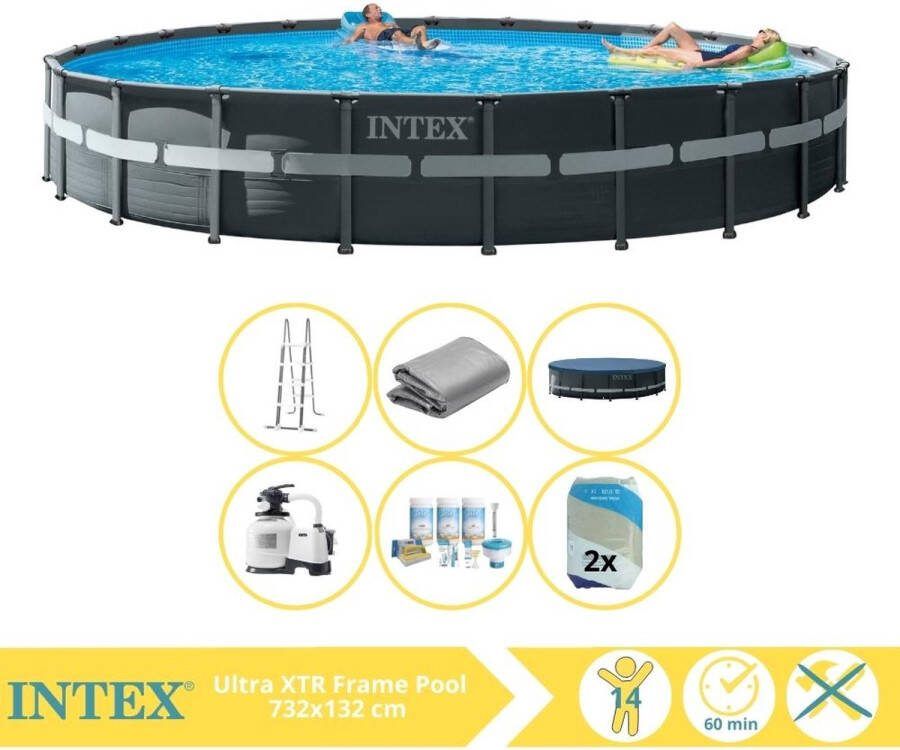 Intex Ultra XTR Frame Zwembad Opzetzwembad 732x132 cm Inclusief Onderhoudspakket en Filterzand