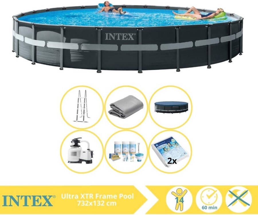 Intex Ultra XTR Frame Zwembad Opzetzwembad 732x132 cm Inclusief Onderhoudspakket en Glasparels
