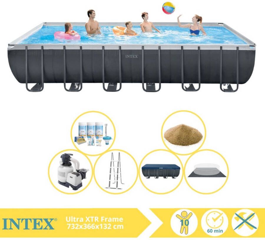 Intex Ultra XTR Frame Zwembad Opzetzwembad 732x366x132 cm Inclusief Onderhoudspakket en Filterzand