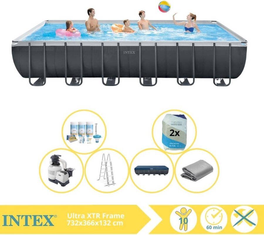 Intex Ultra XTR Frame Zwembad Opzetzwembad 732x366x132 cm Inclusief Onderhoudspakket en Filterzand