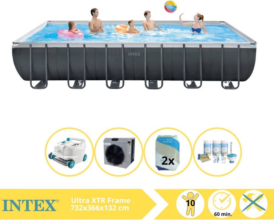 Intex Ultra XTR Frame Zwembad Opzetzwembad 732x366x132 cm Inclusief Onderhoudspakket Filterzand Luxe Zwembad Stofzuiger en Voetenbad