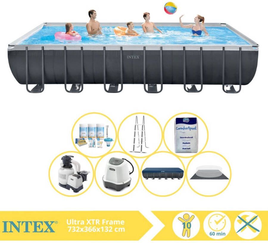 Intex Ultra XTR Frame Zwembad Opzetzwembad 732x366x132 cm Inclusief Onderhoudspakket Zoutsysteem en Zout