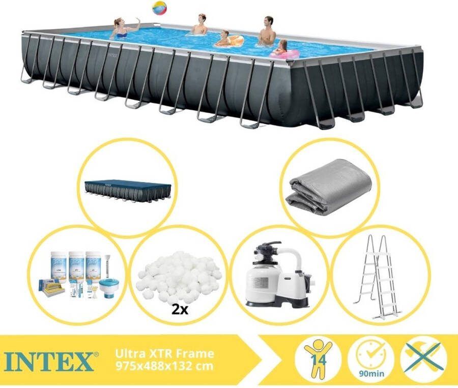 Intex Ultra XTR Frame Zwembad Opzetzwembad 975x488x132 cm Inclusief Onderhoudspakket en Filterbollen