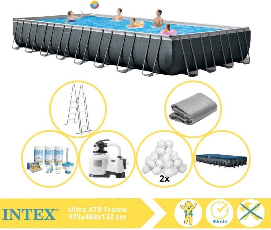 Intex Ultra XTR Frame Zwembad Opzetzwembad 975x488x132 cm Inclusief Onderhoudspakket en Filterbollen