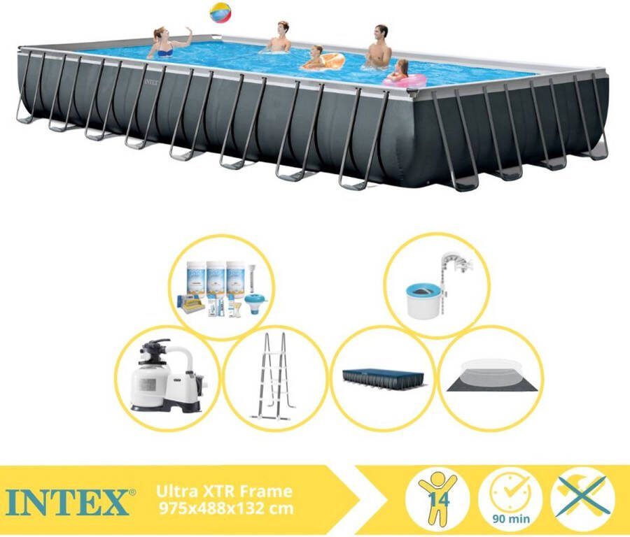 Intex Ultra XTR Frame Zwembad Opzetzwembad 975x488x132 cm Inclusief Onderhoudspakket en Skimmer