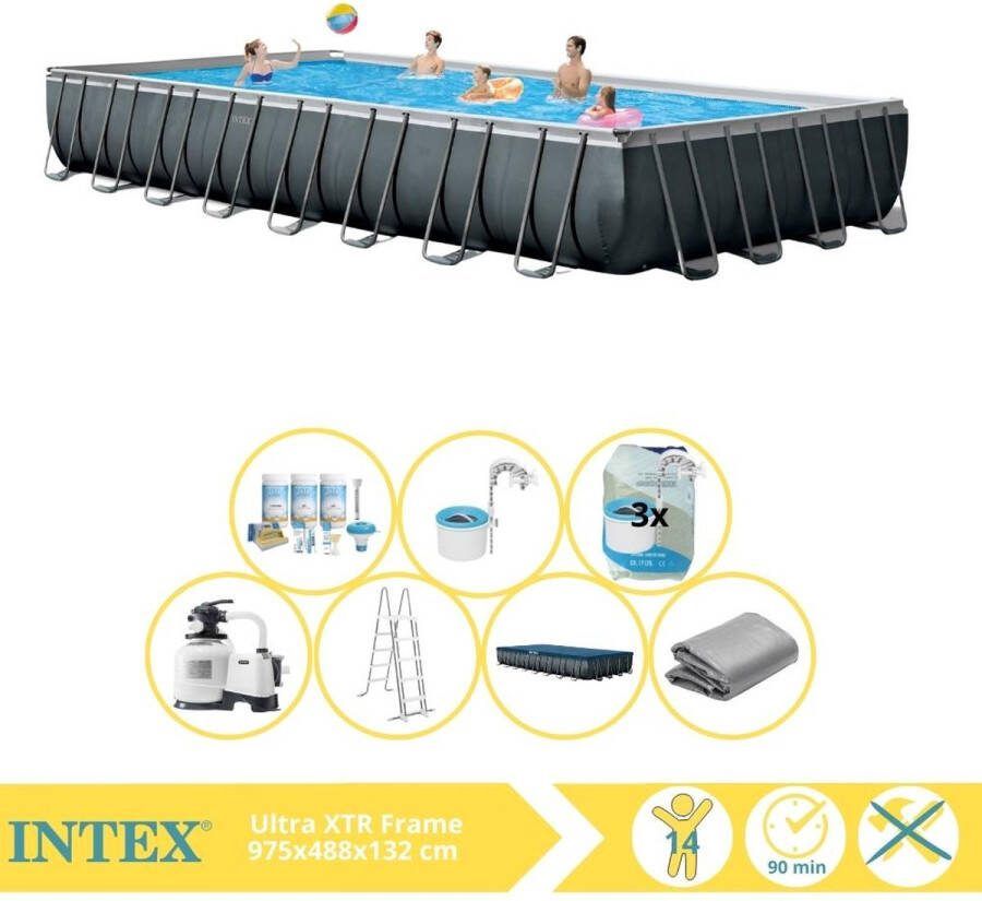 Intex Ultra XTR Frame Zwembad Opzetzwembad 975x488x132 cm Inclusief Onderhoudspakket Filterzand en Skimmer
