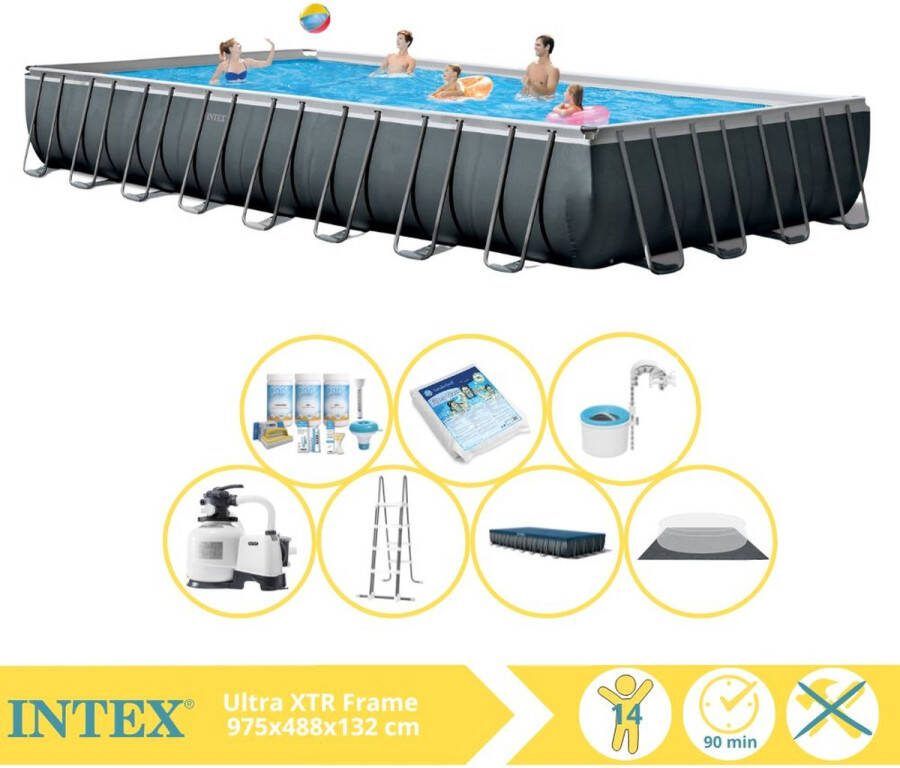 Intex Ultra XTR Frame Zwembad Opzetzwembad 975x488x132 cm Inclusief Onderhoudspakket Glasparels en Skimmer