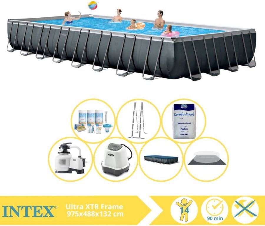 Intex Ultra XTR Frame Zwembad Opzetzwembad 975x488x132 cm Inclusief Onderhoudspakket Zoutsysteem en Zout
