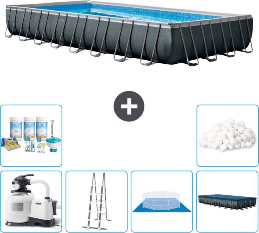 Intex Ultra XTR Intex Rechthoekig Ultra XTR Frame Zwembad 975 x 488 x132 cm Inclusief Pomp Ladder Grondzeil Afdekzeil Onderhoudspakket Filterbollen