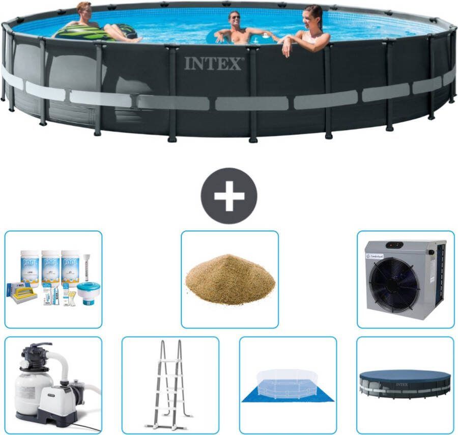 Intex Ultra XTR Intex Rond Ultra XTR Frame Zwembad 610 x 122 cm Inclusief Pomp Ladder Grondzeil Afdekzeil Onderhoudspakket Filterzand Warmtepomp