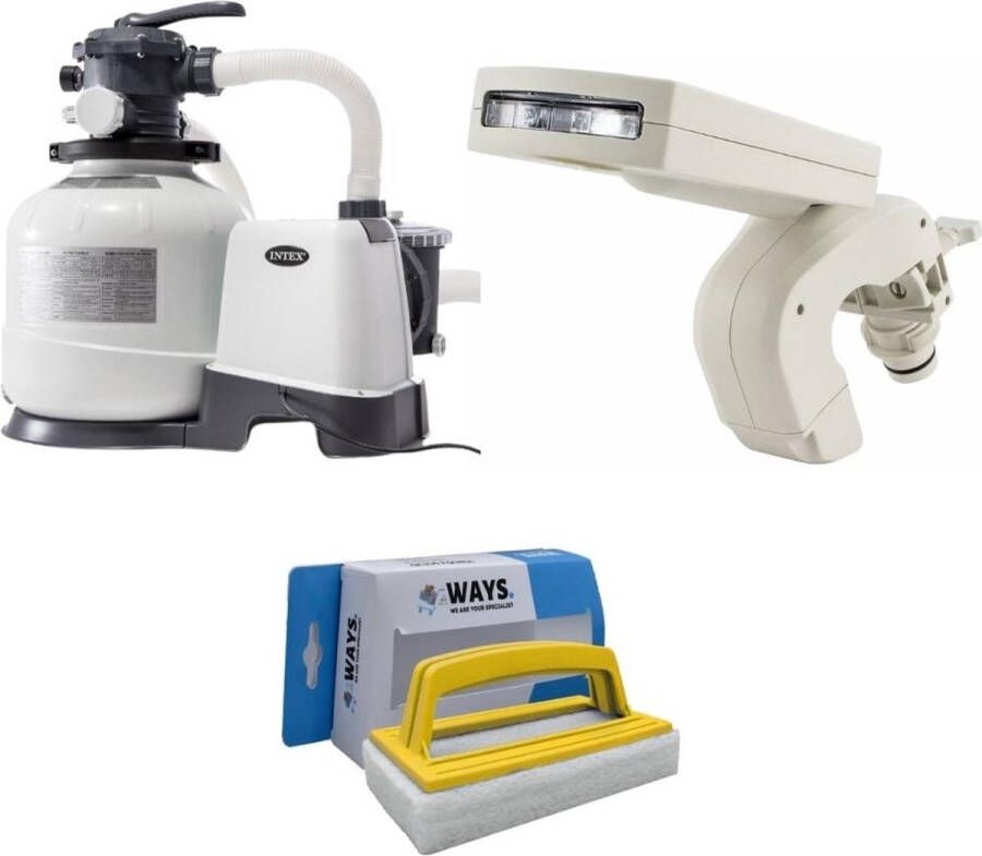 Intex Waterfontein & Zandfilterpomp 10500 L u & Ways Scrubborstel