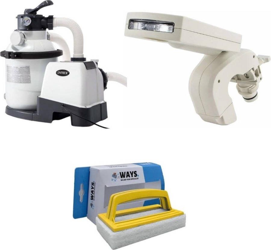 Intex Waterfontein & Zandfilterpomp 5700l u & Ways Scrubborstel