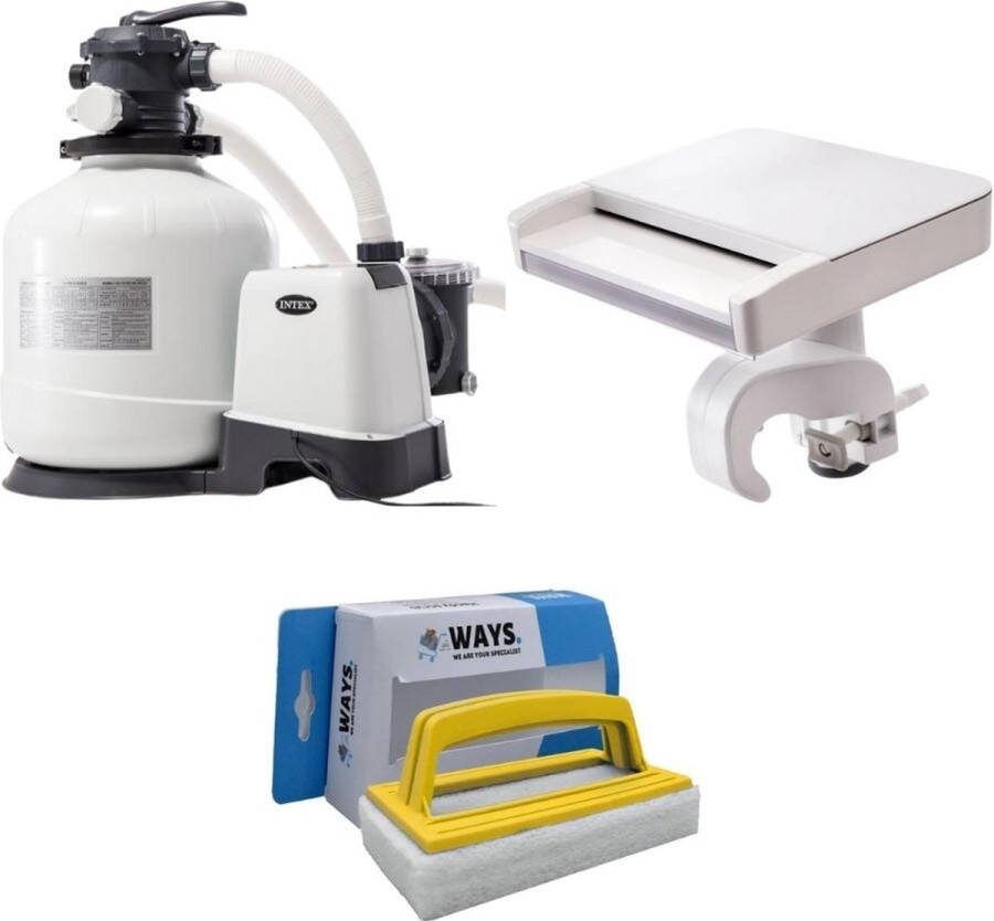 Intex Waterval & Zandfilterpomp 12000 L u & Ways Scrubborstel