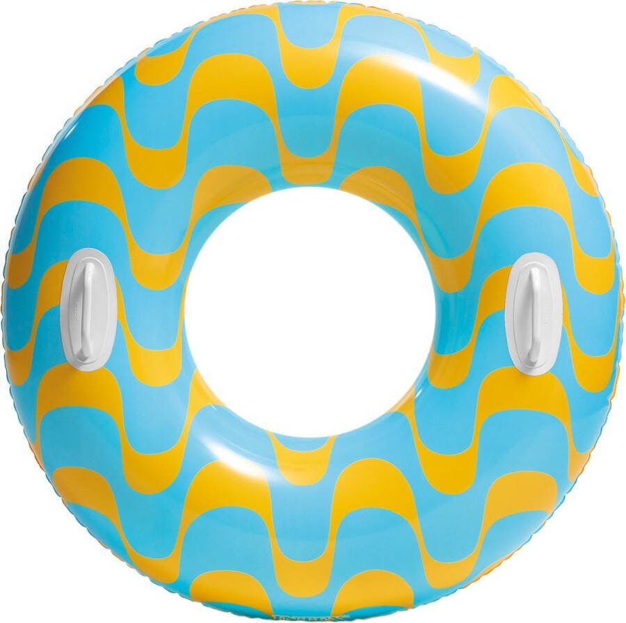 Intex Wavy Zwemring Blauw 91 CM Zwemband Luchtbed Zwembad Strand Luchtbed Lounge inclusief handvaten