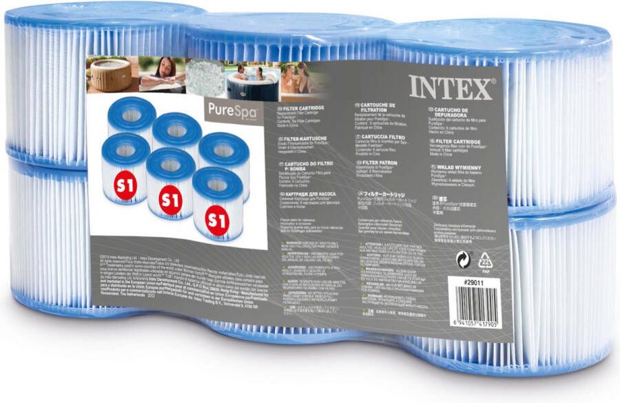 Intex Zwembadfilter Spa Katoen 10 8 Cm Wit blauw 6 Stuks