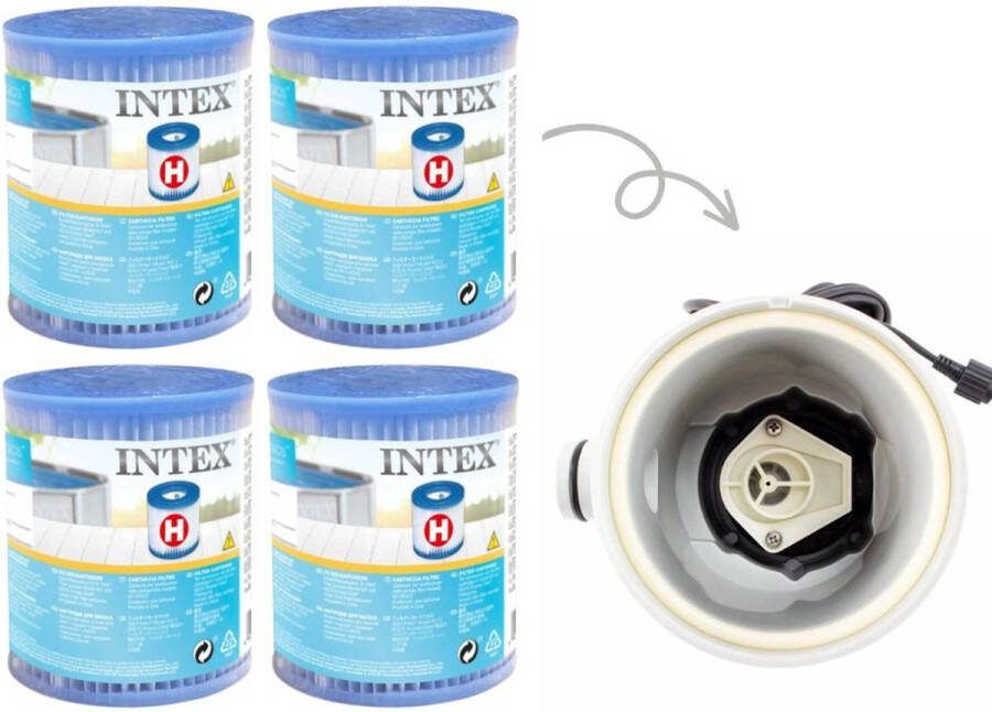 Intex Zwembad Filtercartridge Type H 29007 29008 4 stuks Pomp 28601 GS 28602 GS Zwembadonderhoud Hygiene Schoon Filteren Zwembad