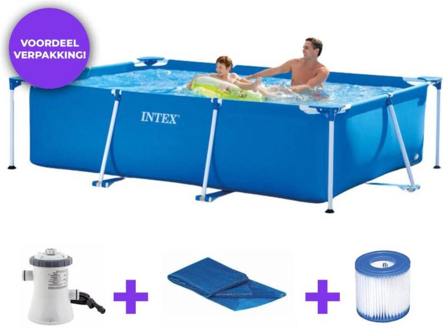Intex zwembad frame-pool 260x160x65 cm Ingegrepen Filterpomp Solarzeil compleet pakket