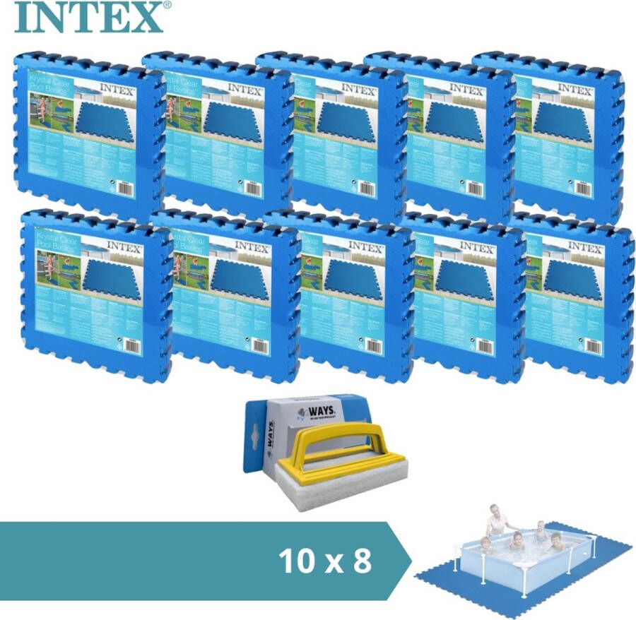 Intex Voordeelverpakking Zwembadtegels 10 Verpakkingen Van 8 Tegels 20m² & Ways Scrubborstel