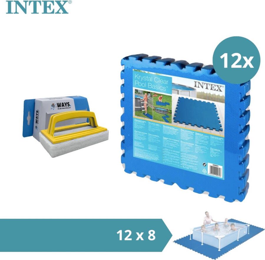 Intex Voordeelverpakking Zwembadtegels 12 Verpakkingen Van 8 Tegels 24m² & Ways Scrubborstel