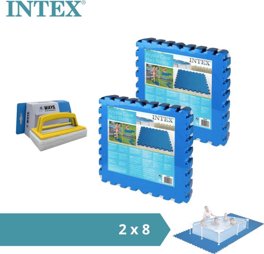 Intex Voordeelverpakking Zwembadtegels 2 Verpakkingen Van 8 Tegels 4m² & Ways Scrubborstel