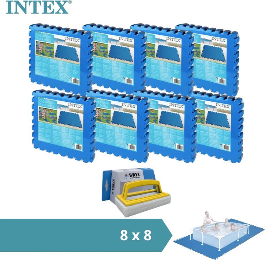 Intex Voordeelverpakking Zwembadtegels 8 Verpakkingen Van 8 Tegels 16m² & Ways Scrubborstel