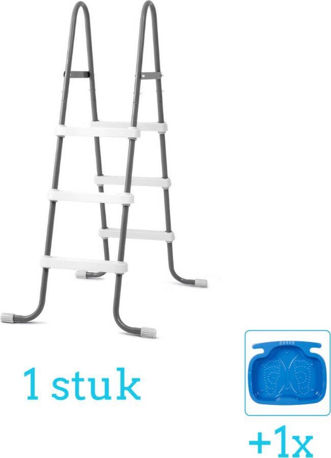 Intex Zwembadtrap 107 cm inclusief Voetenbad (1 stuks) Zwembad trap Zwembadladder Zwembadtrap
