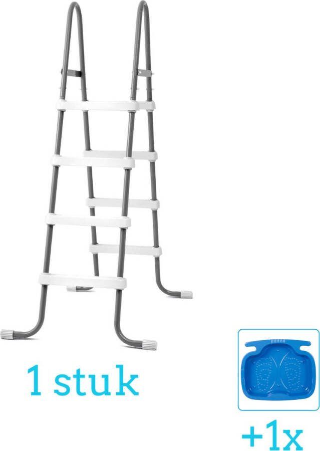Intex Zwembadtrap 122 cm inclusief Voetenbad (1 stuks) Zwembad trap Zwembadladder Zwembadtrap
