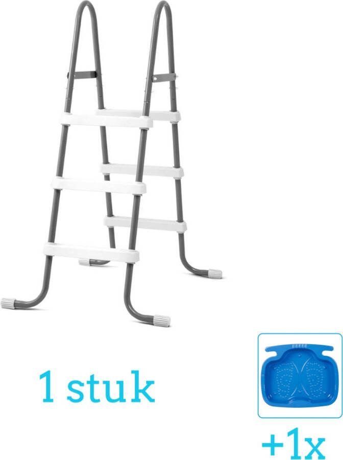 Intex Zwembadtrap 91 cm inclusief Voetenbad (1 stuks) Zwembad trap Zwembadladder Zwembadtrap