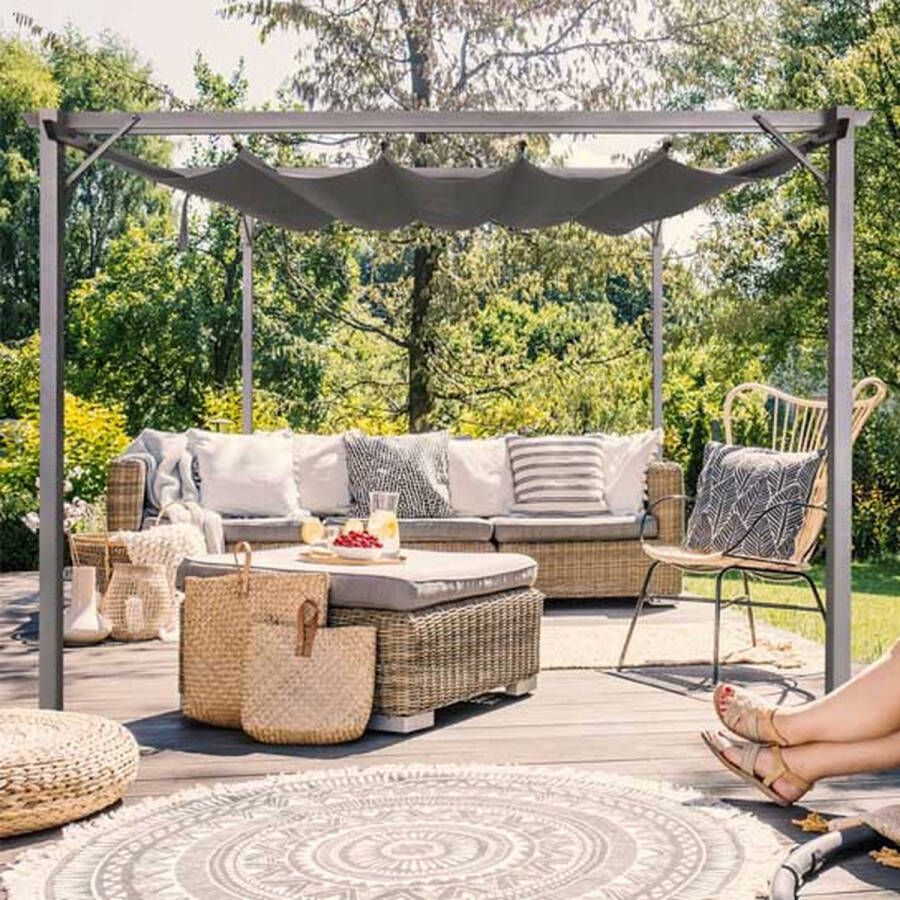 INTIMO Garden Luxe Zonnescherm Tuinpaviljoen met stalen frame en UV-bestendig dakzeil Prieel