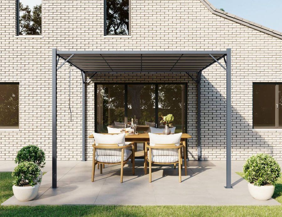 INTIMO Garden Prieel met lamellen 3x3 m antraciet Paviloen inclusief lamellen dak